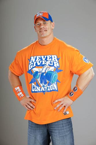 Men's Light Blue/Orange John Cena Never Give Up T-Shirt