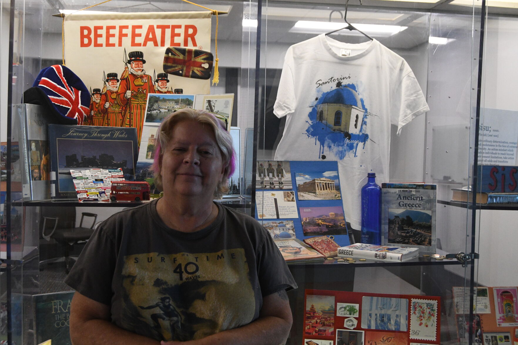 Lifelong traveler creates postcard display at Aiken Library