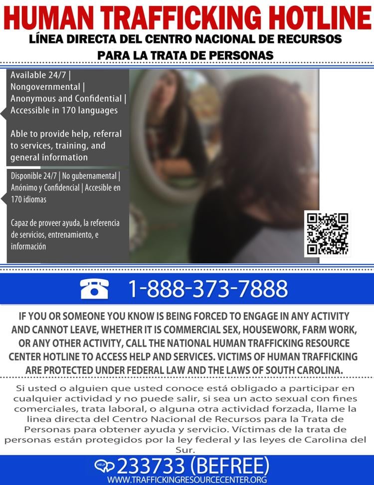 Anti-human trafficking posters placed in SC arena bathrooms during NCAA tournament