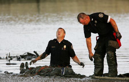 Teen crashes over bridge.