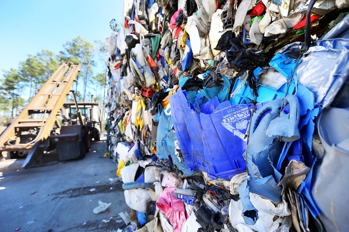 A month of recyclables sit at a Charleston County landfill with an