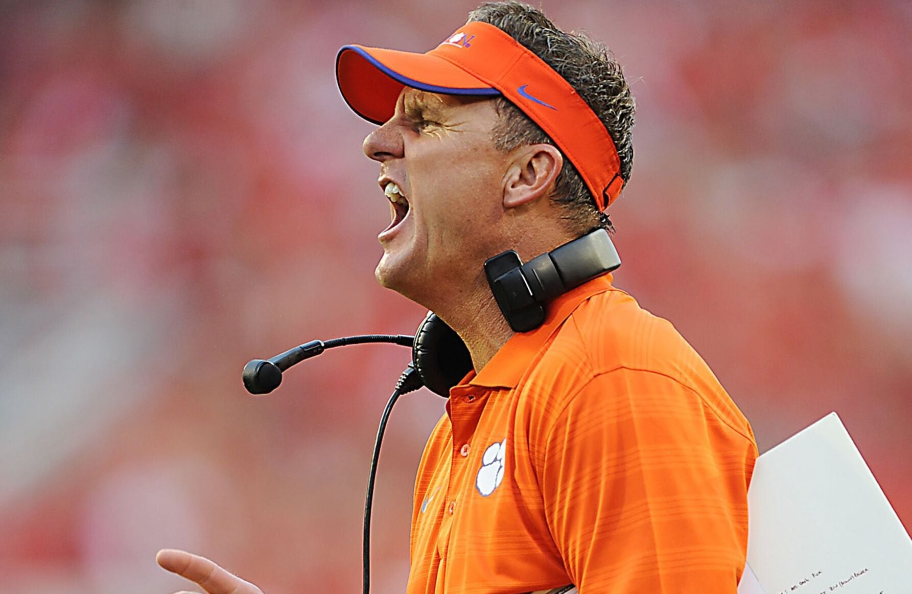 Clemson OC Chad Morris chugs Red Bull, quotes Roddy Piper