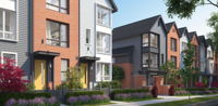 Three story townhomes in Mosaic at the West End