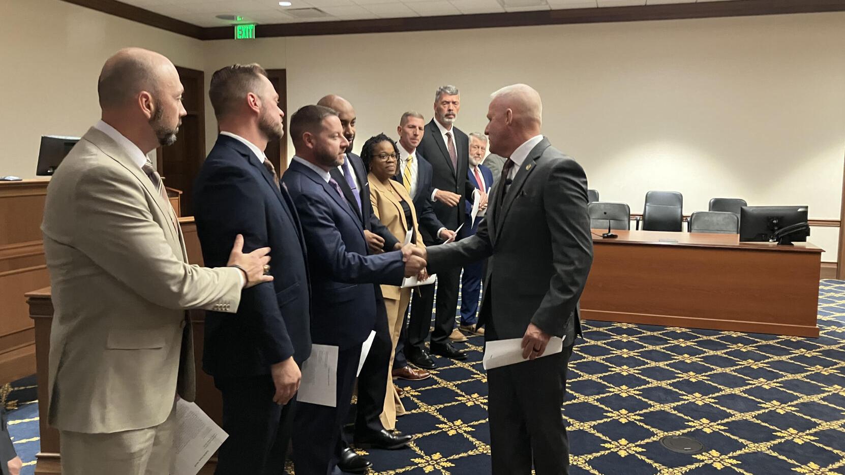 Spartanburg Sheriff Bill Rhyne swears in new command staff