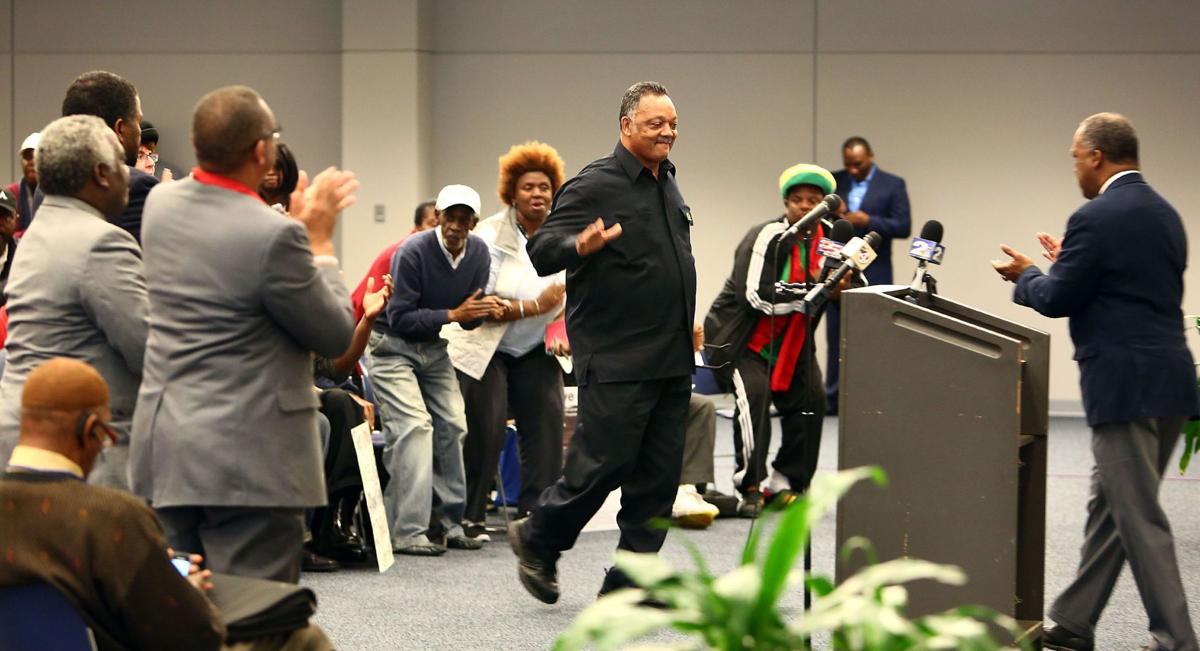 Rev. Jesse Jackson at Scott site and rally