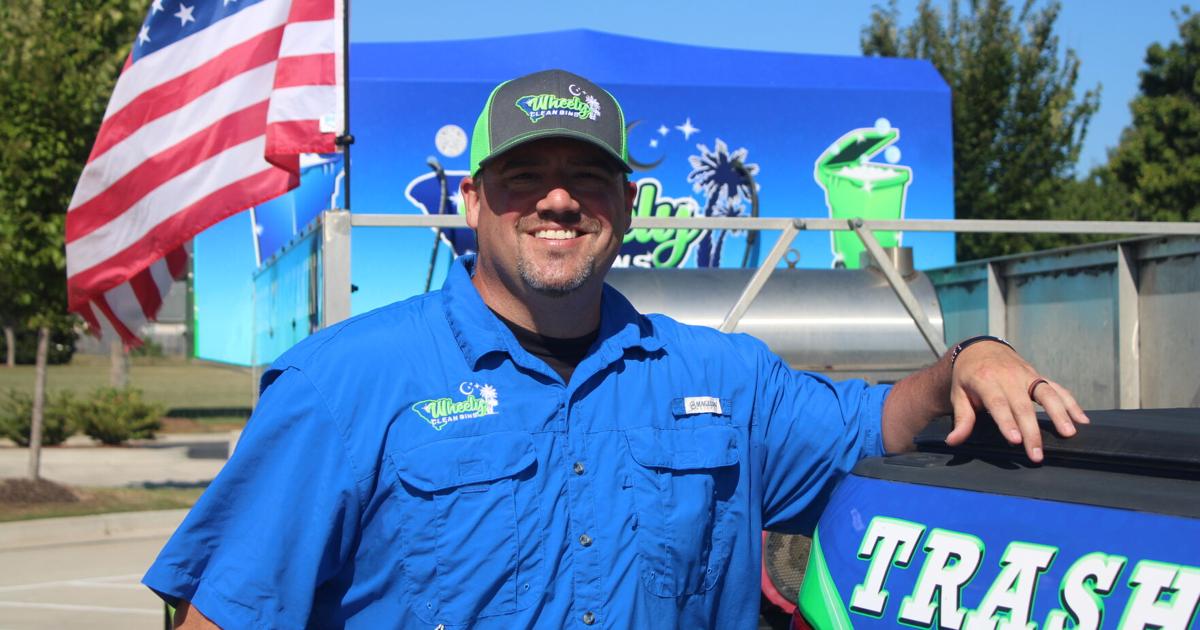 North Augusta firefighter cleans trash bins with care