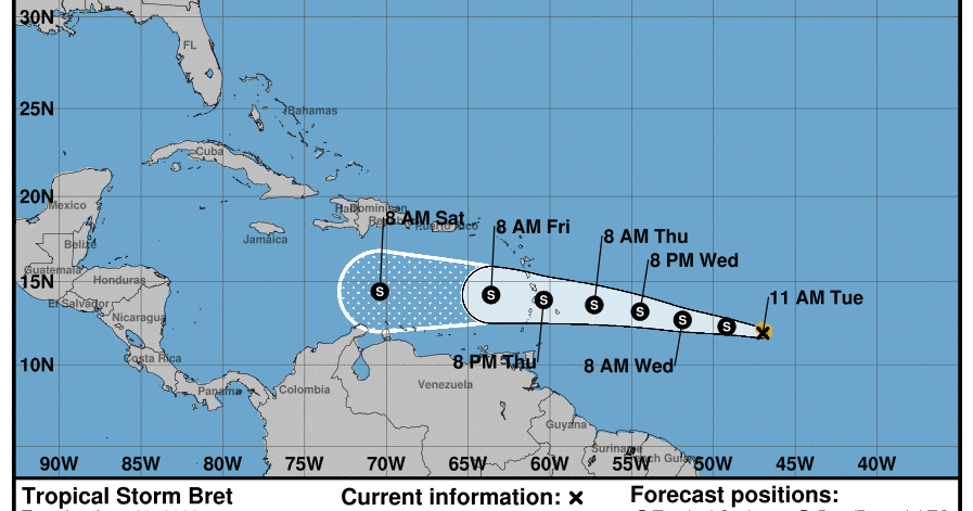 Tropical Storm Bret moving across the Atlantic, but poses no immediate threat to US - Vimarsana News