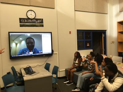Students at Baptist Hill High School and St. John's High School participate in virtual learning with Wanfdo teacher Dr. Jason Brisini.