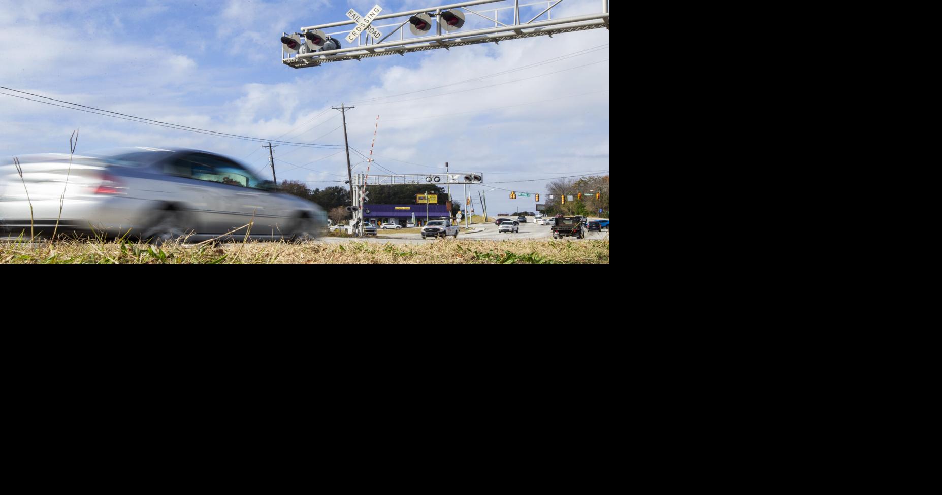 Train tracks cross planned bus rapid transit route in North Charleston. A study explores solutions.