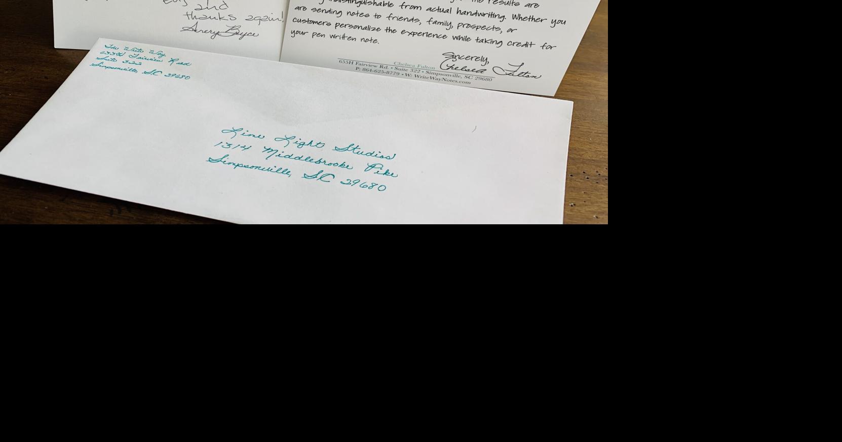 Machines mimic handwritten notes for Greenville-based marketing business