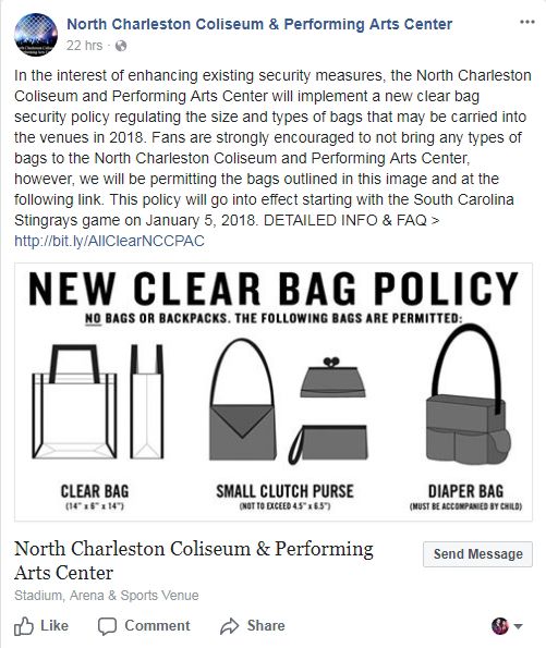 Clear purse, clutch and diaper bag policy starts soon for events at