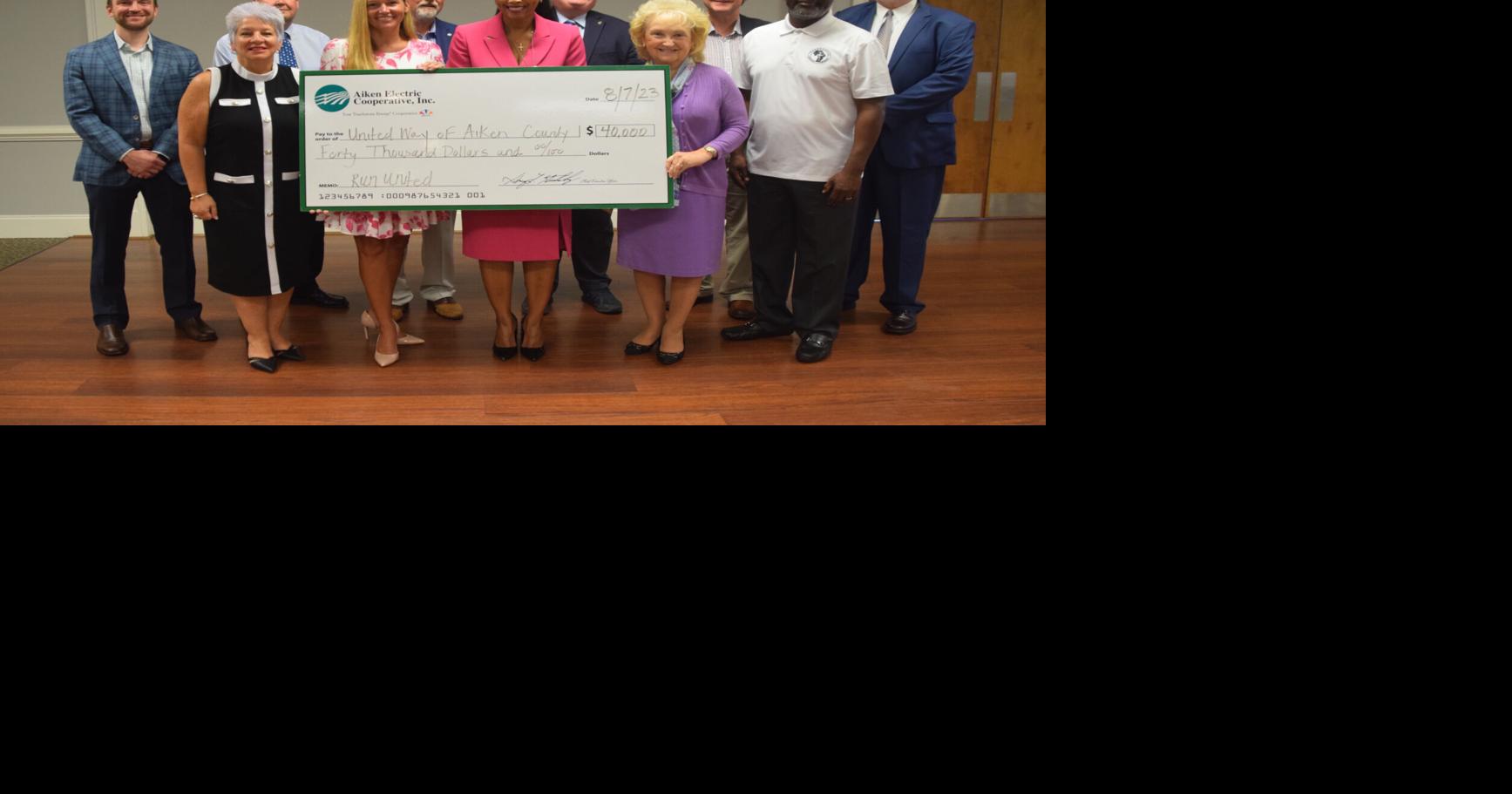United Way of Aiken County receives 40,000 Run United donation from