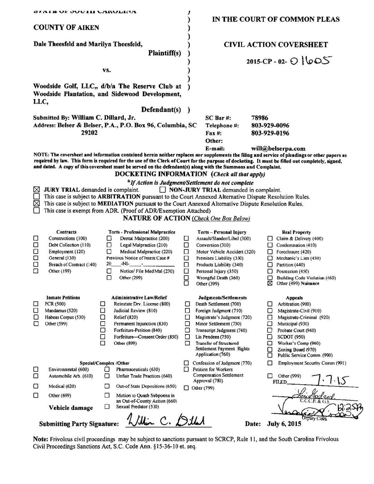 Pickleball prompts lawsuit in The Reserve at Woodside Aiken Standard