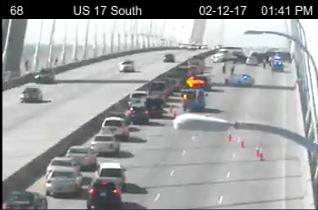 Traffic moving again after rollover crash on Ravenel Bridge