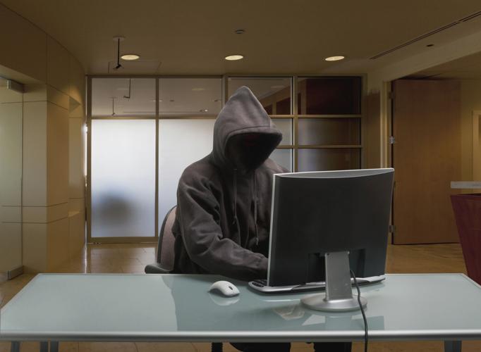 computer hacker identity theft stock photo