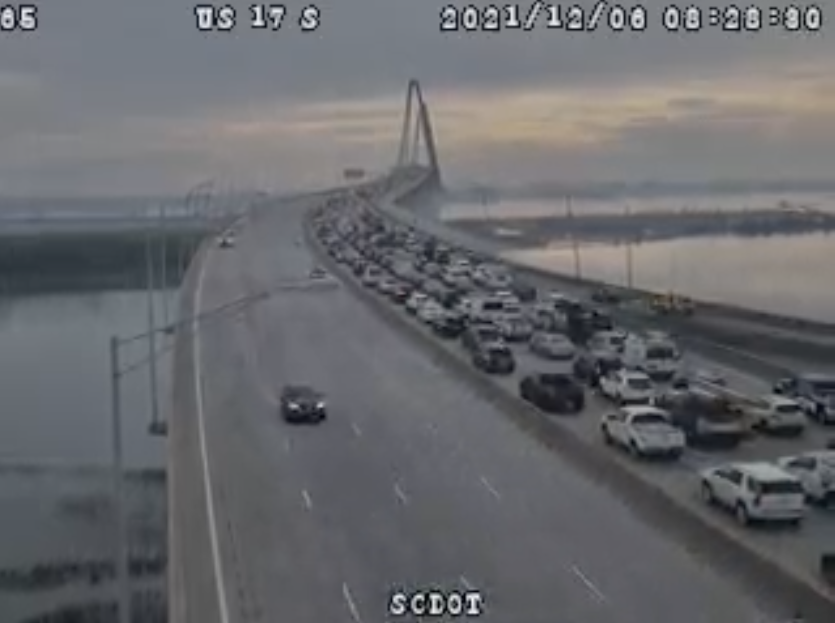 Overturned delivery van, SUV cleared from Ravenel Bridge as road reopens