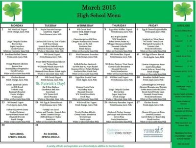 March 2015 Lunch Menu: CCSD High School Community News