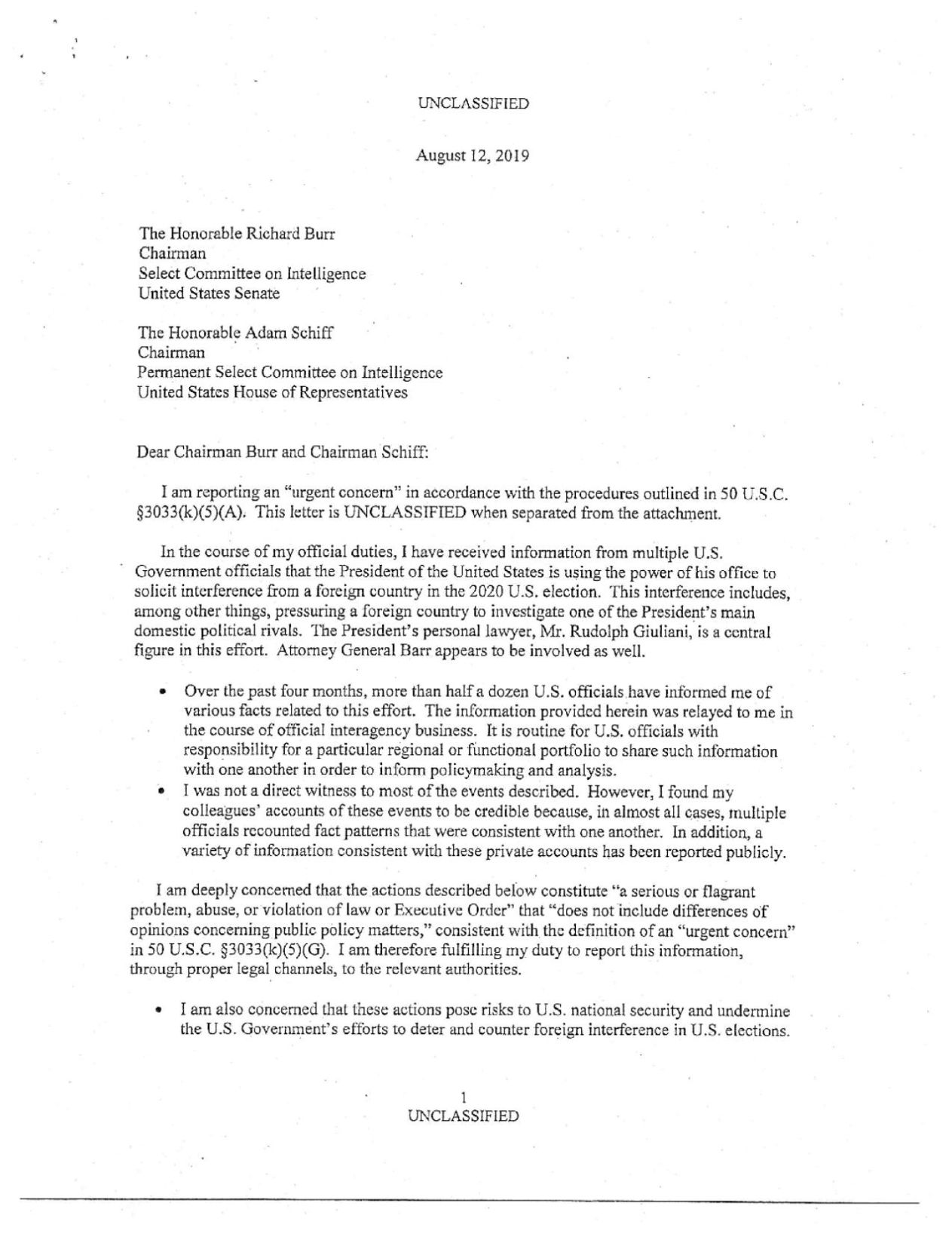 Read The Full Whistleblower Complaint About Trump And Ukraine ...