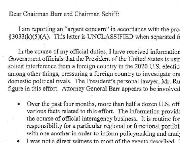 Read the full whistleblower complaint about Trump and ...