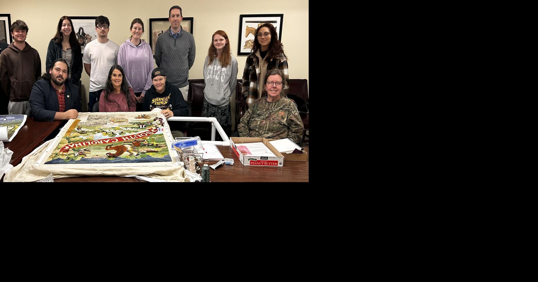 Students assist visiting artists with ongoing South Carolina Heritage Tapestry project