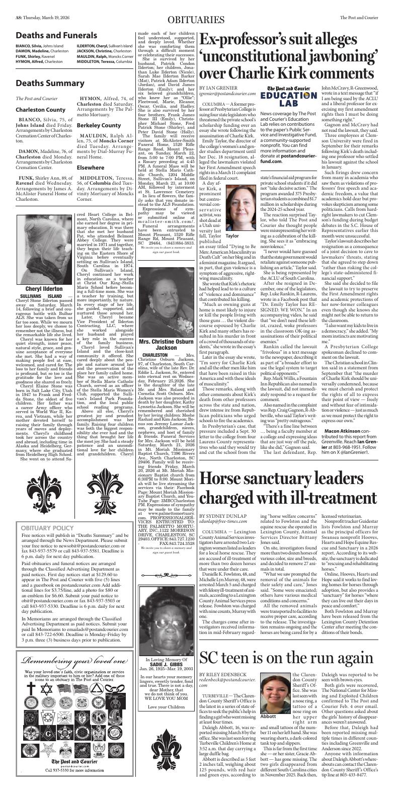Page A8 | E‑Paper – The Post and Courier | Full Digital SC’s Top Newspaper