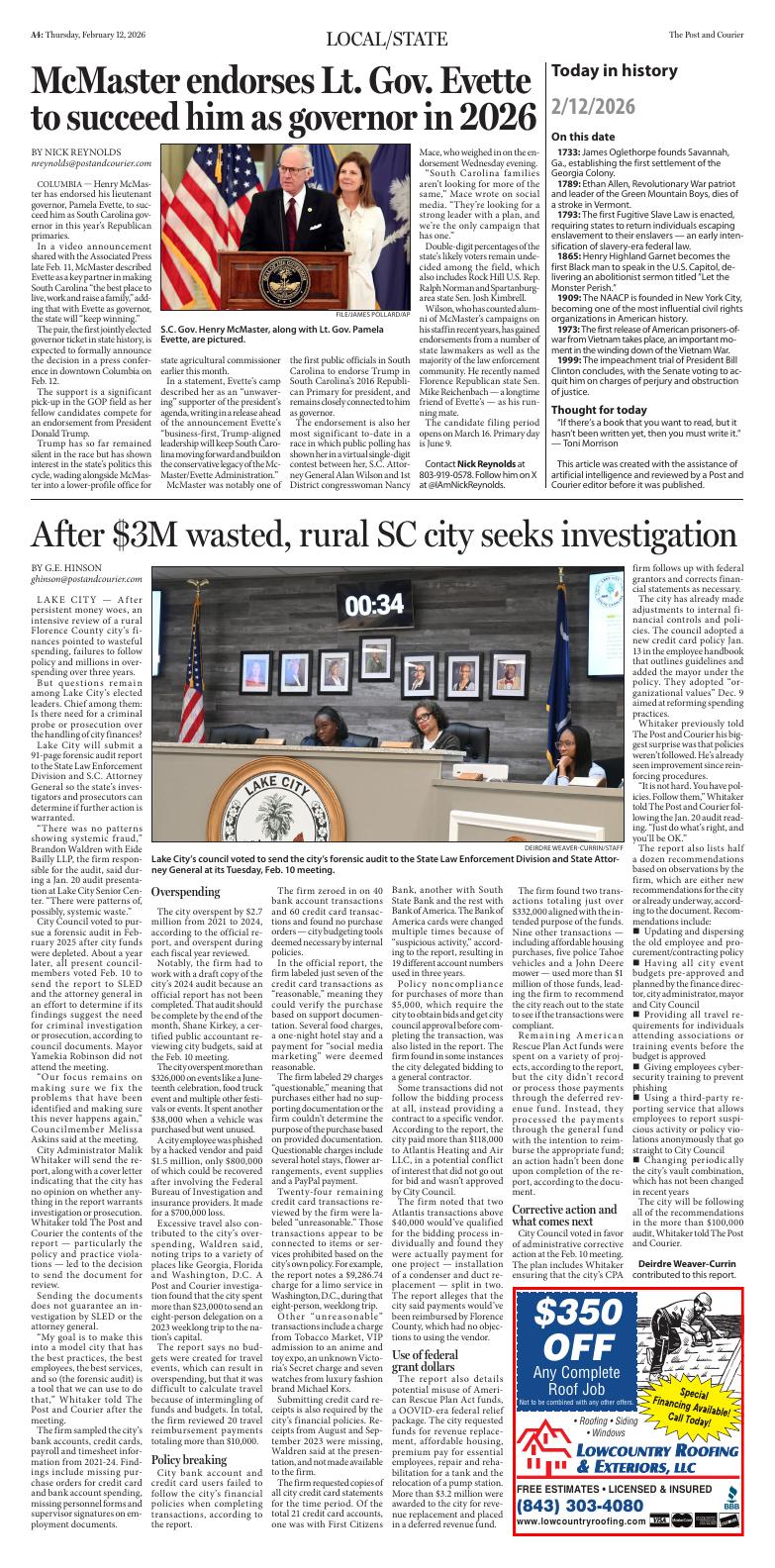 Page A4 | E‑Paper – The Post and Courier | Full Digital SC’s Top Newspaper