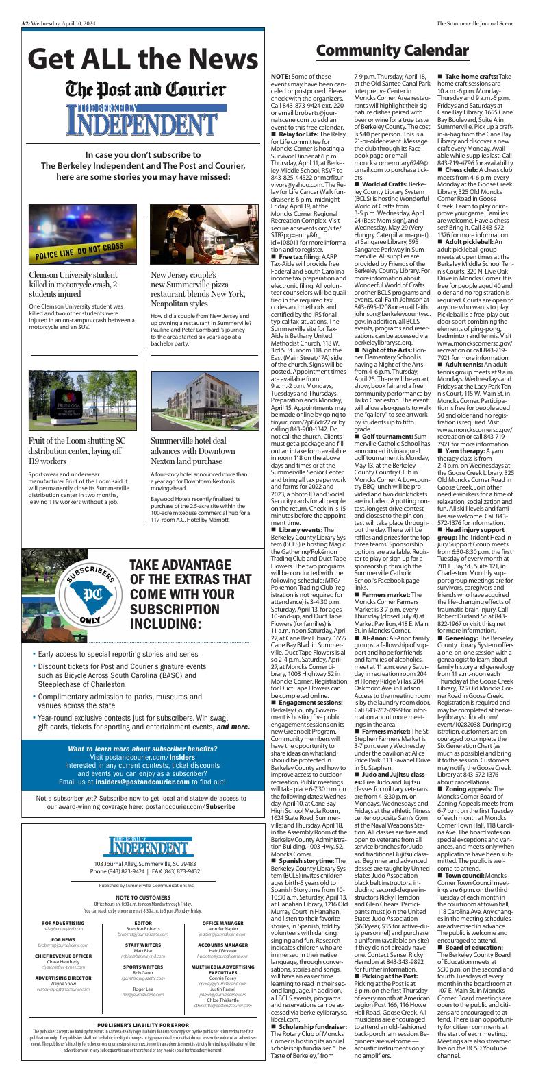 Page A2 | The Berkeley Independent E-Paper | postandcourier.com