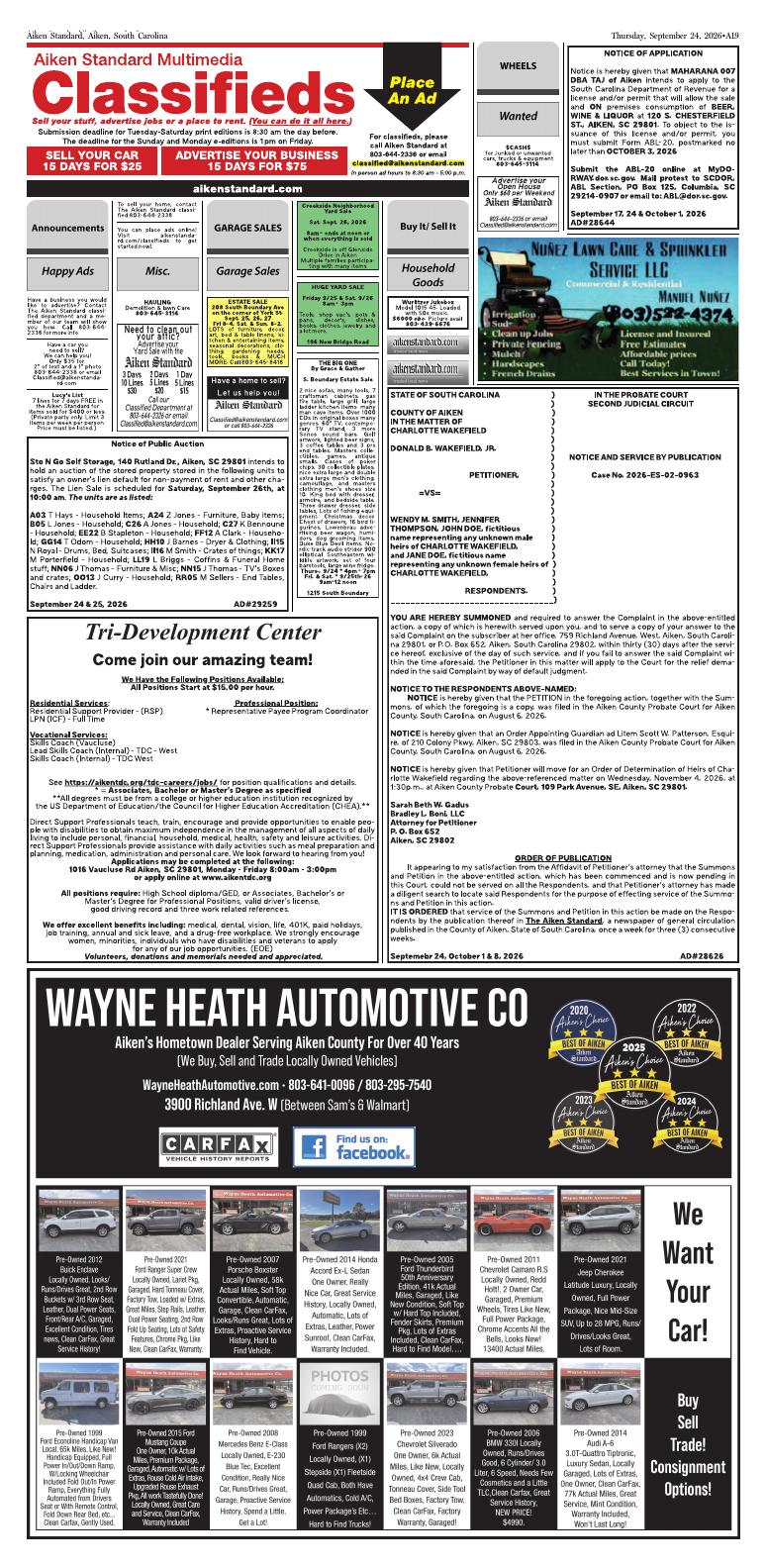 Page A19 | Aiken Standard ePaper