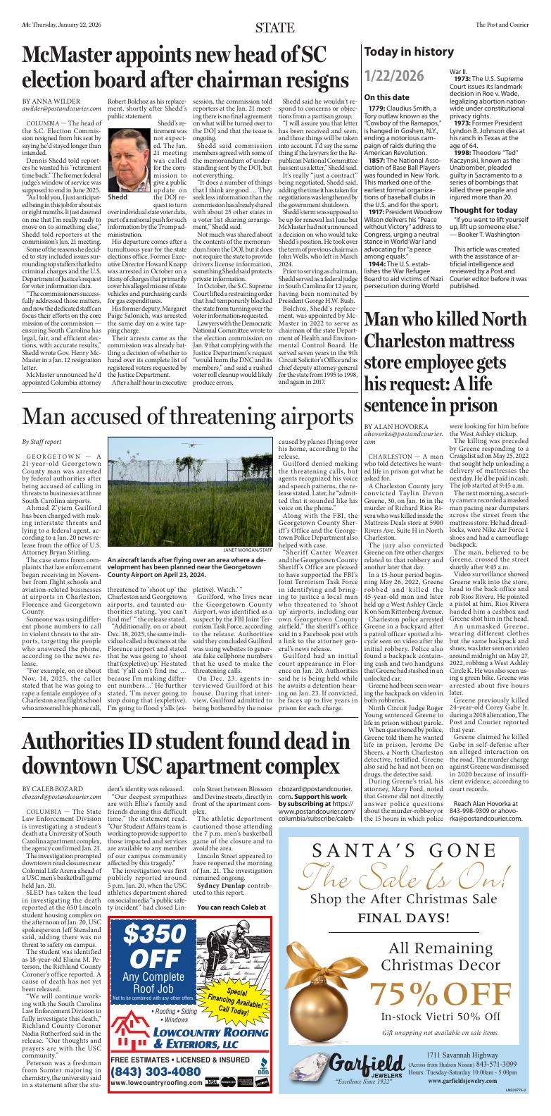 Page A4 | E‑Paper – The Post and Courier | Full Digital SC’s Top Newspaper