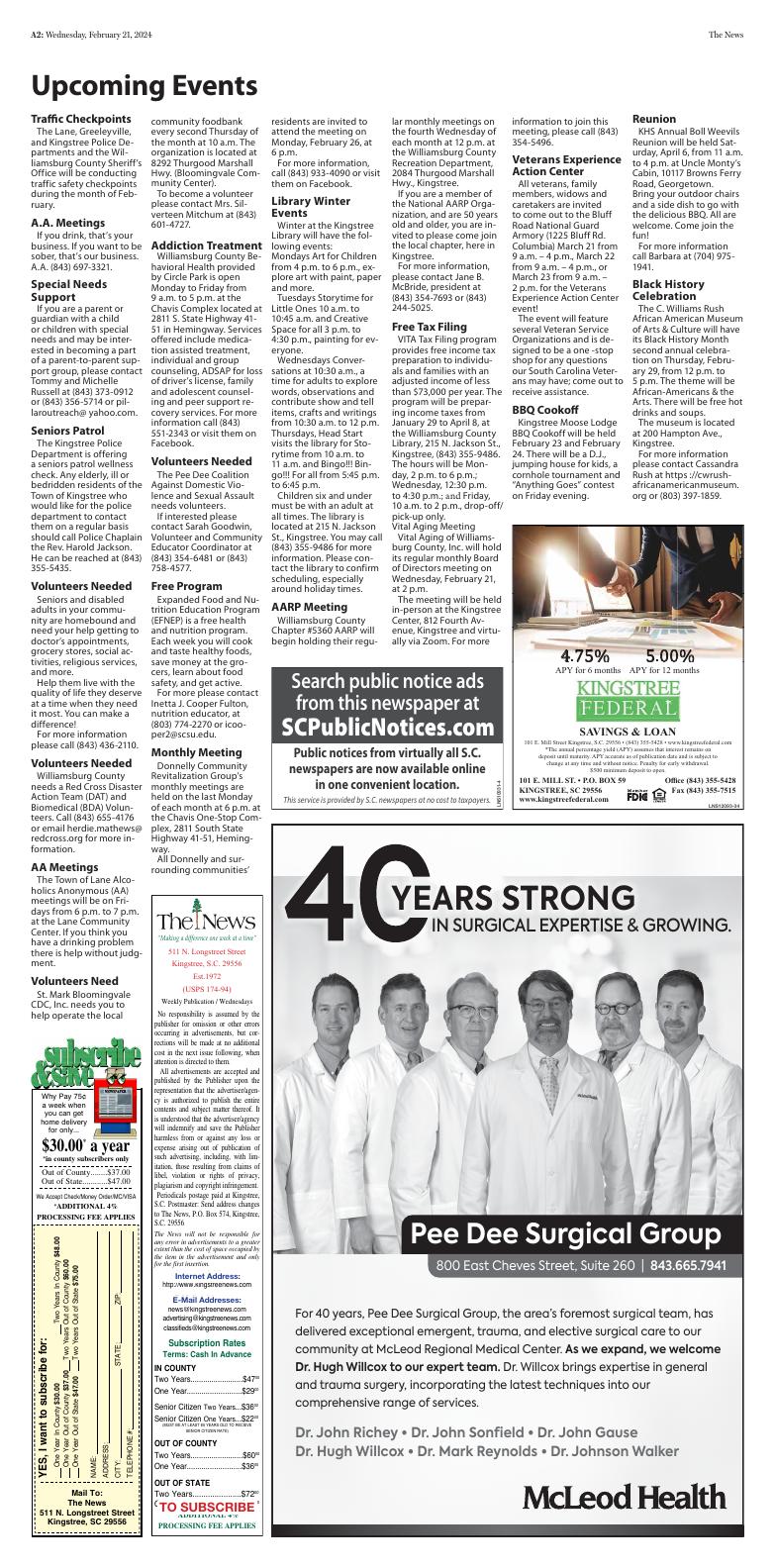 Page A2 Kingstree News EPaper