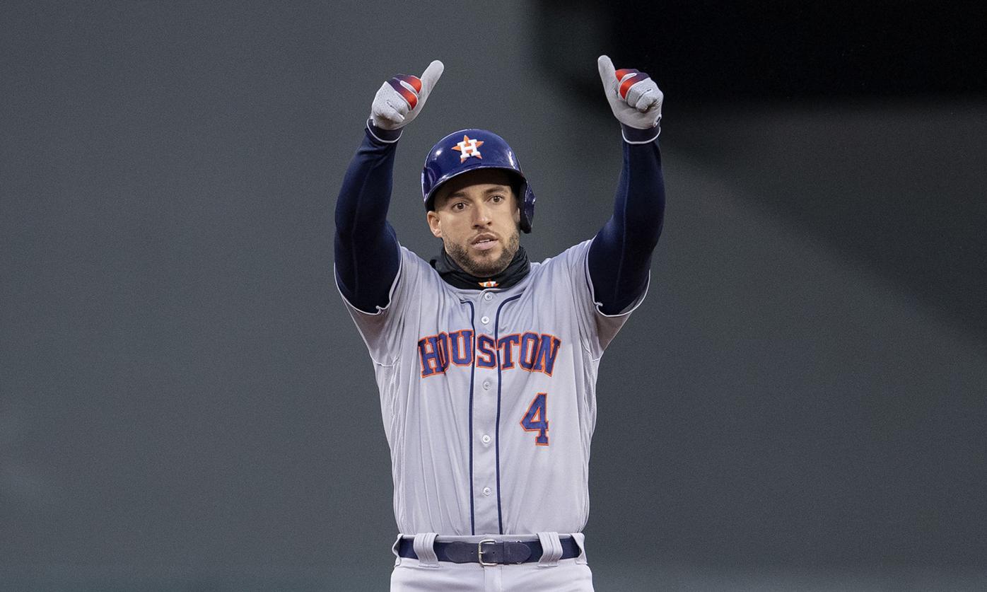 George Springer of the Houston Astros poses during Photo Day on