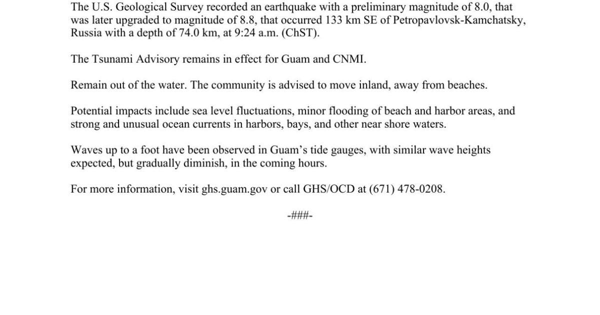 Tsunami updates Tsunami updates