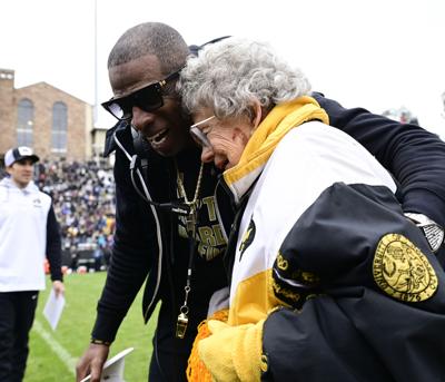 Colorado coach Deion Sanders lets 98-year-old super fan kick off first spring game at Folsom Field PIC 1