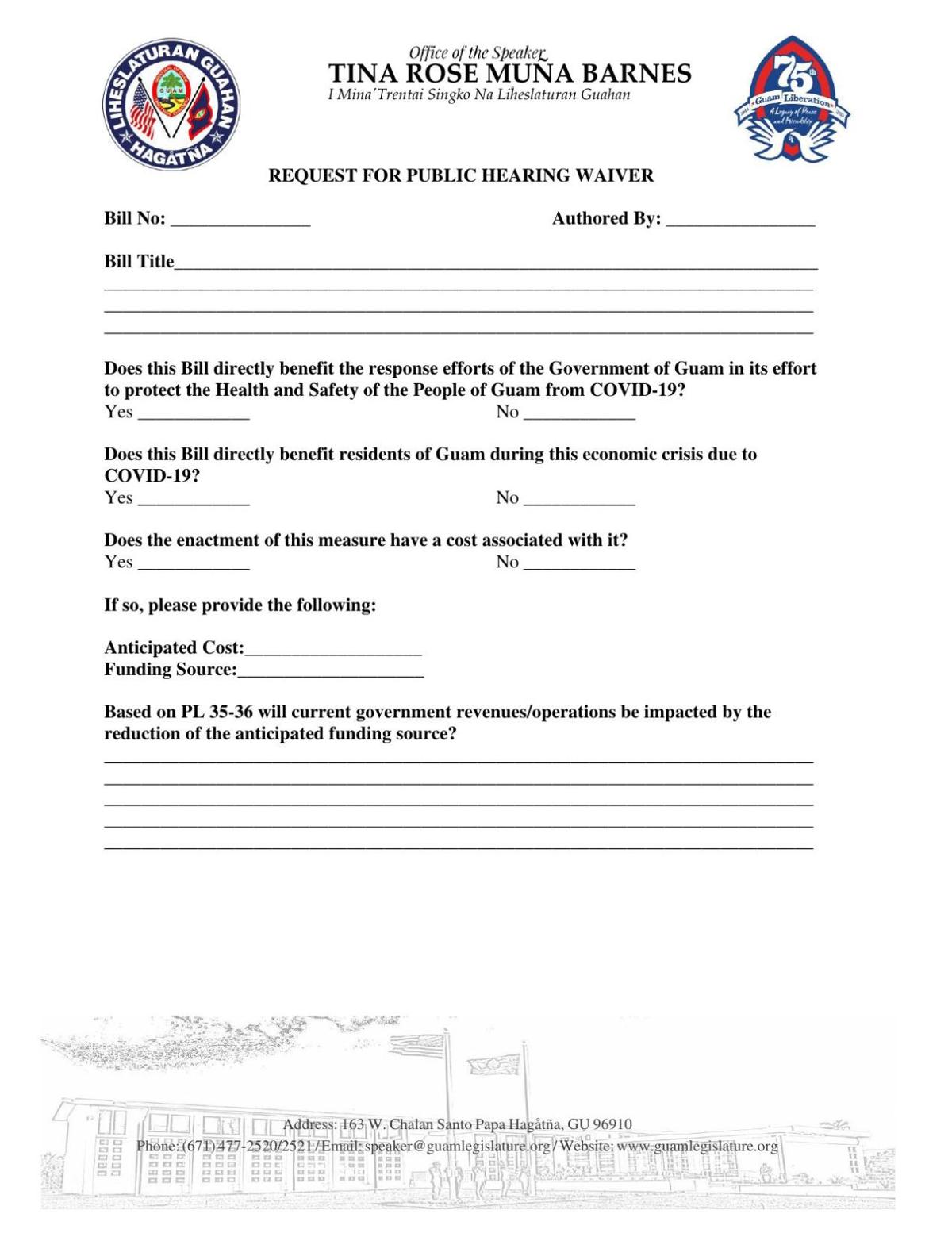 Public Hearing waiver request Guam News