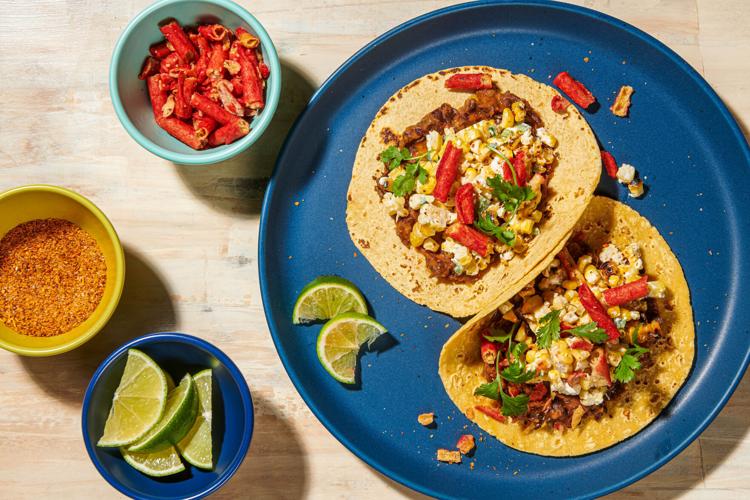 Esquites tacos with Takis and black beans are inspired by Mexico City