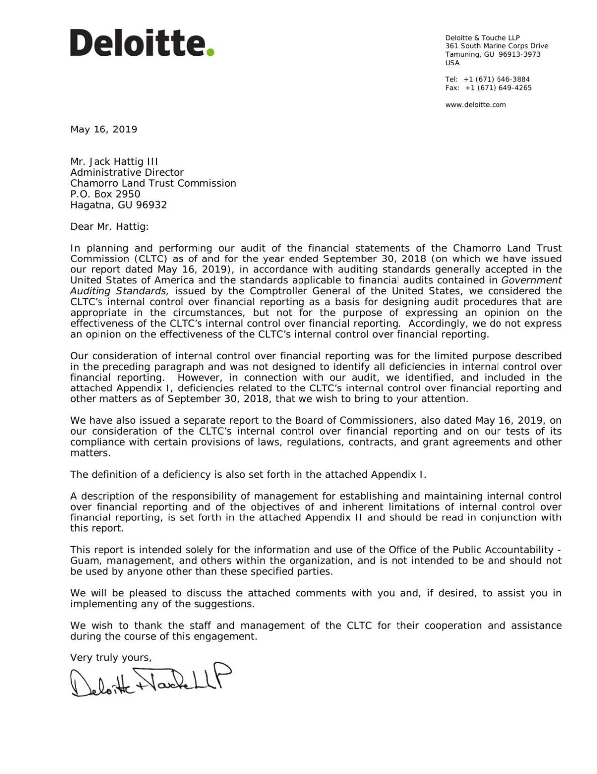 relevance of management representation letter