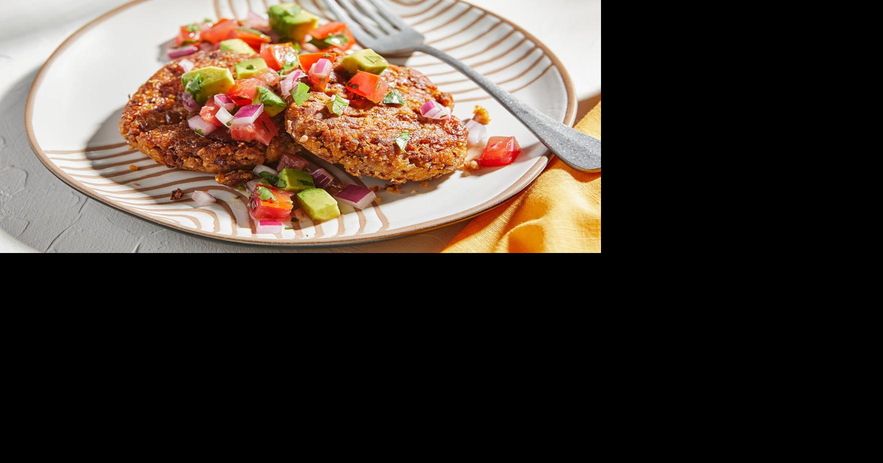 Pinto bean cakes with salsa make a hearty, fast supper Food
