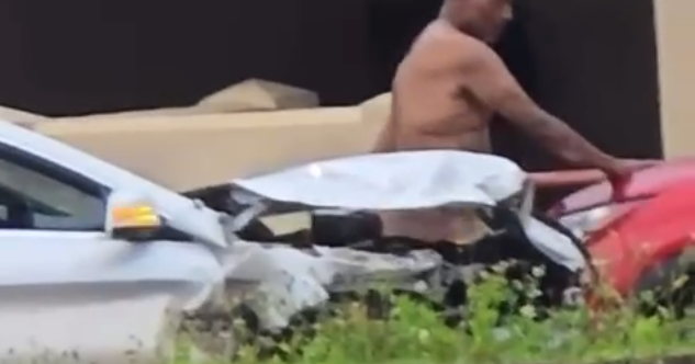 Naked man allegedly caused Route 16 crash