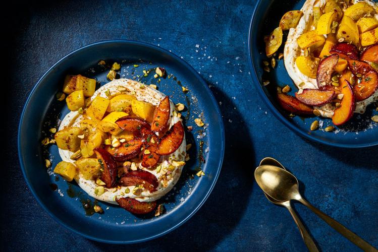 Top creamy ricotta with squash and plums to toast the end of summer