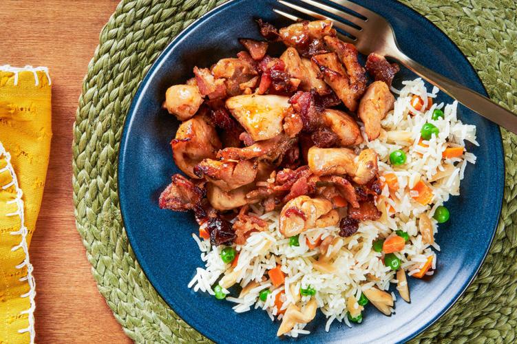 Spicy air fryer chicken with bacon and dates is a breezy weeknight meal