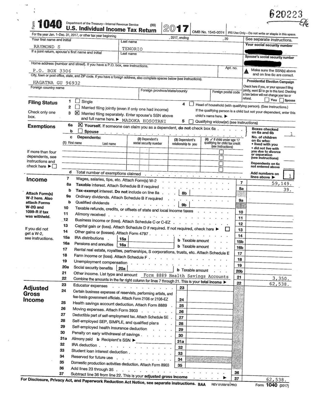 Ray Tenorio 2017 Tax Return Guam News