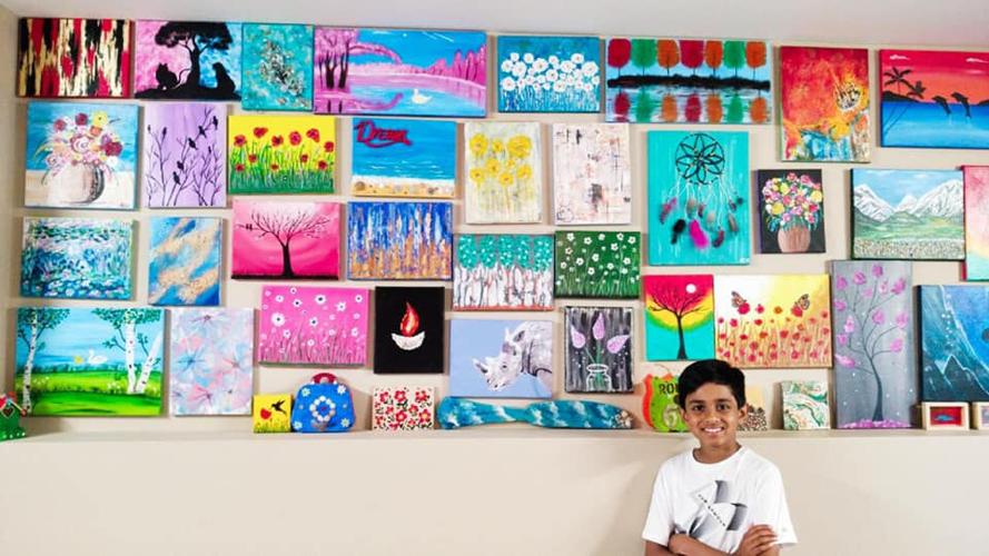 A 12-year-old sells his artwork for charity. So far, he's raised $15,000 - PIC 1