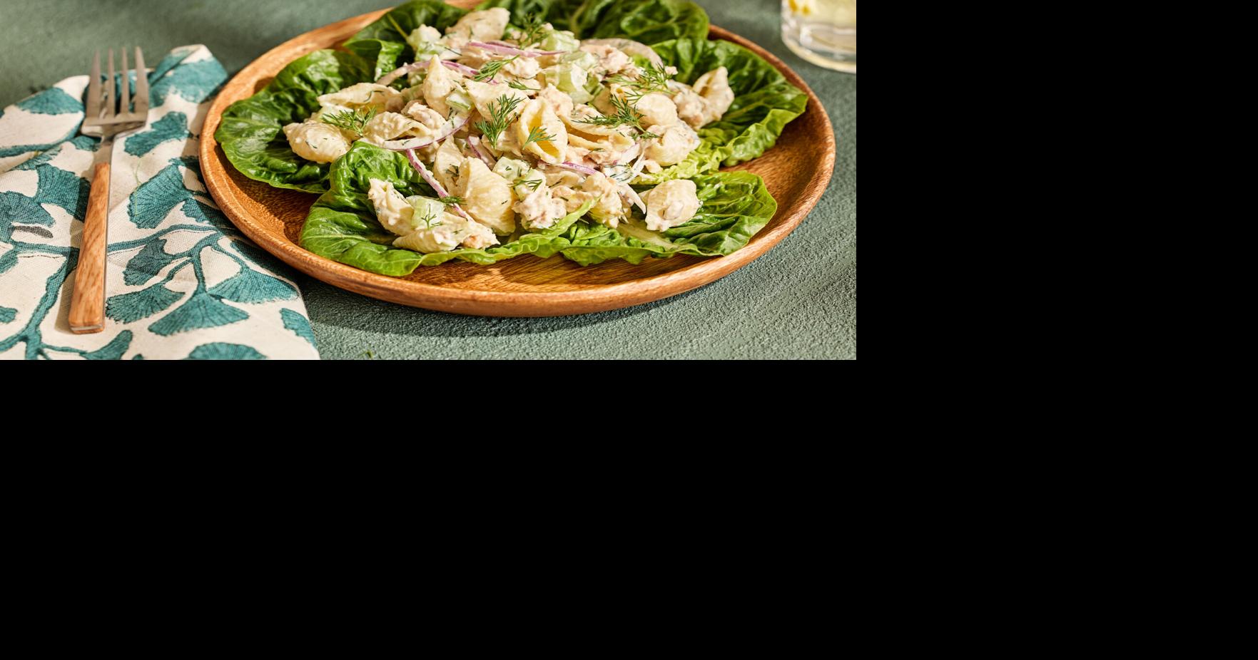 Pasta salad with salmon and dill is a fresh dish with retro vibes ...