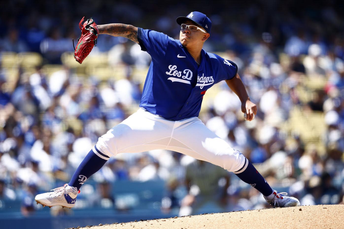 Julio Urias of the Los Angeles Dodgers delivers a first inning pitch  News Photo - Getty Images