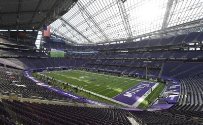 Fans gather at U.S. Bank Stadium in Minneapolis for Vikings season