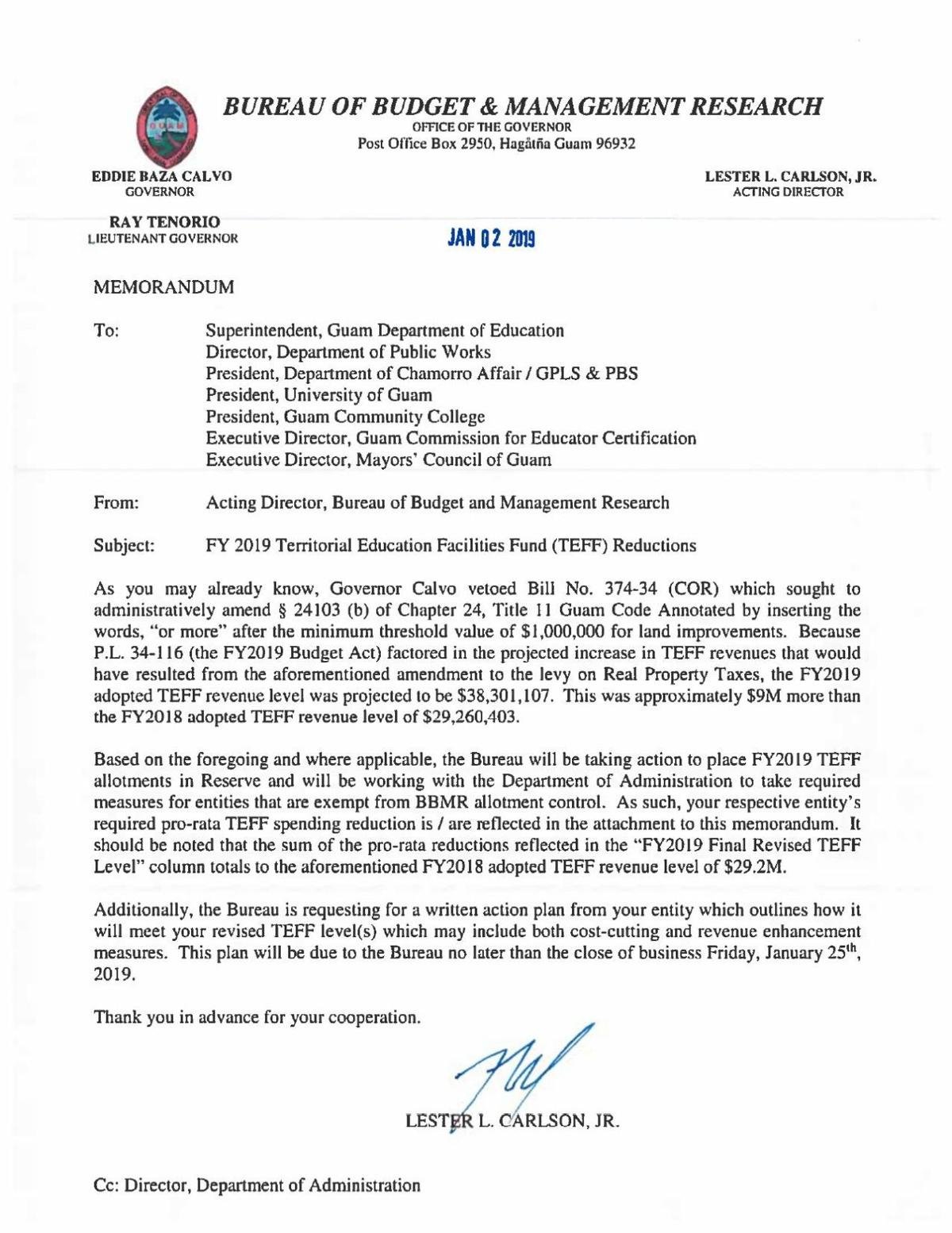 Memo Outlines Education Dept Plans To >> Bbmr Memo Onteff Reductions Postguam Com Memo Outlines Education Dept Plans To >> Bbmr Memo Onteff Reductions Postguam Com