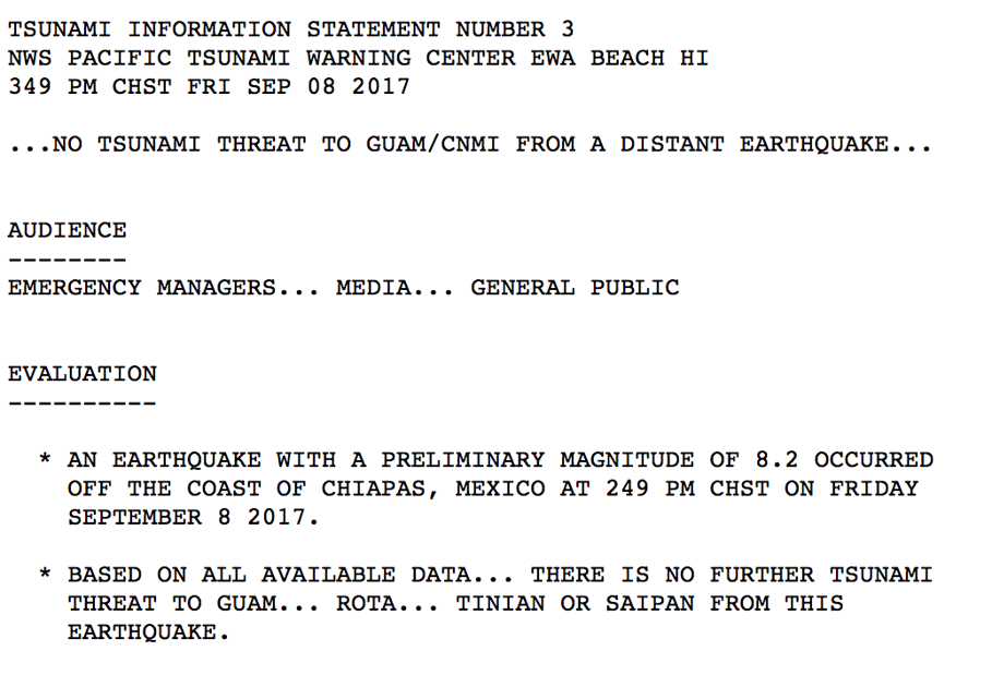 No Tsunami Threat For Guam Cnmi Guam News Postguam Com