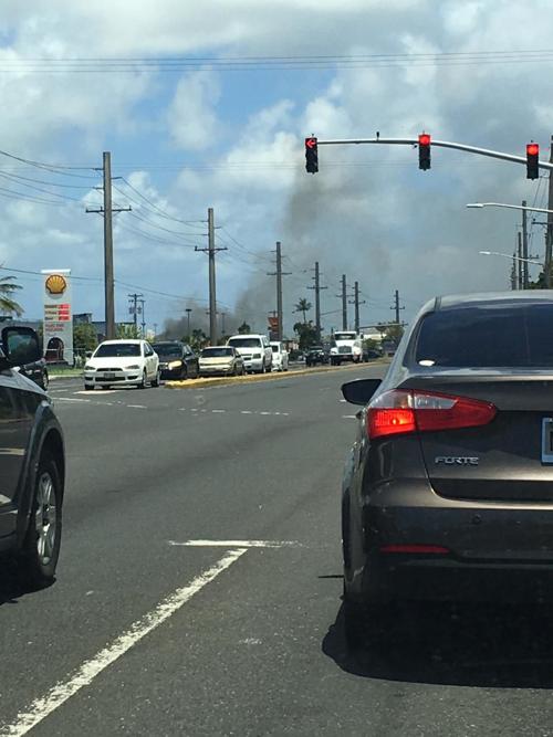 Trash fire behind Dededo Payless