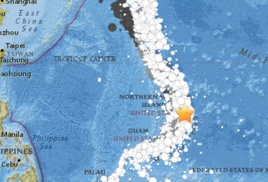 6.6 magnitude earthquake 268 miles northeast of Guam felt on the island