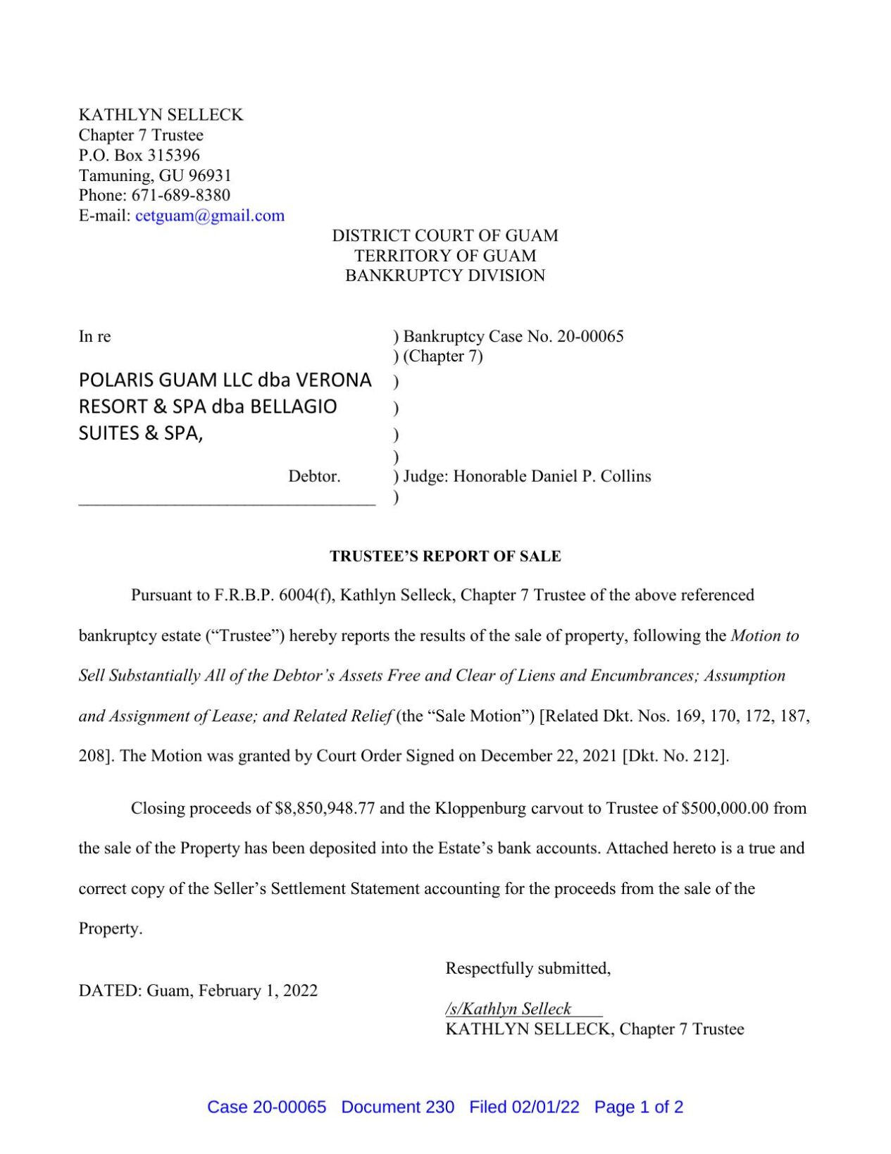 Trustee report of sale.pdf Guam News
